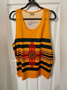 Men's Yellow Graphic Tank Top Red Black Tribal Stripes (Bosque Running)  XXL